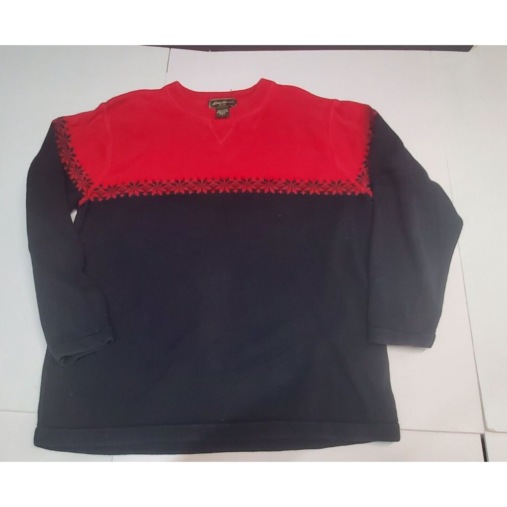 Eddie Bauer Sweater‎ Womens M Black/red Cotton Button Casual Made In Japan
